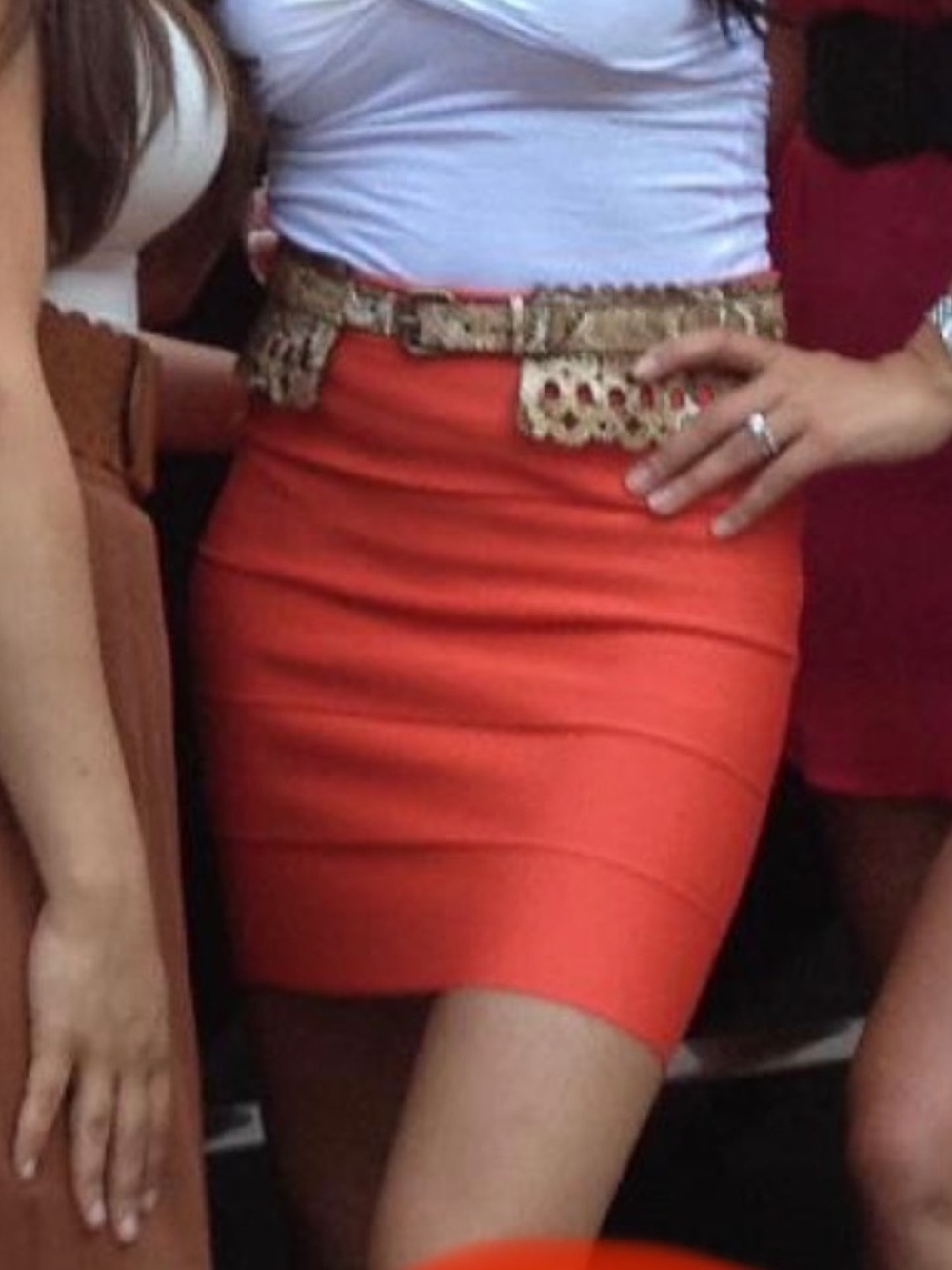 BCBGMaxAzria Red Bandage Pencil Skirt